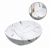 Lavamanos Canoa Calacata Blanco Mate 41 × 33 cm: vista del producto con desagüe de ambientación ajustado.