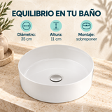 Lavamanos Marui Blanco Esmaltado 35 cm: características de diseño, acabado y montaje.