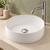 Lavamanos Marui Blanco Mate 35 cm: ambientación cercana. Accesorios de ambientación no incluidos.