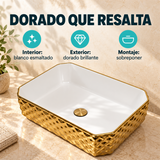 Lavamanos Stella Dorado Y Blanco 50 × 37 cm: caracteristicas.