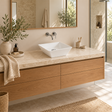 Lavamanos Prisma, Blanco esmaltado, sobreponer: vista amplia del baño. Grifería, desagüe, mueble y decoración no incluidos.
