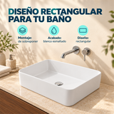 Características del Cubik: Montaje: de sobreponer; Acabado: blanco esmaltado; Diseño: rectangular. Accesorios de ambientación no incluidos.
