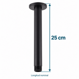 25 cm de longitud nominal del tubo para ducha de techo, señalados junto al producto.