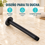 Características del brazo para ducha: atributos de diseño, montaje y acabado. Accesorios de ambientación no incluidos.