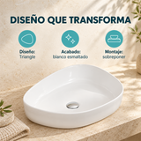 Lavamanos Triangle Blanco Esmaltado 55 × 42 cm: características de diseño, acabado y montaje. Accesorios de ambientación no incluidos.
