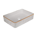 Lavamanos Cubik Calacata White + Gold 50 × 34 cm: fotografía del producto