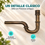 Sifón En P Metálico Bronce Antiguo - características