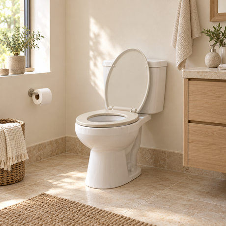 Tapa Asiento Redonda Beige con Cierre Lento 41 × 35 cm