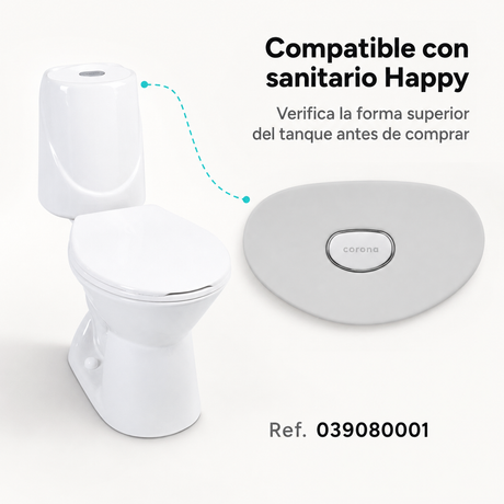 Compatibilidad de tapa superior con sanitario Happy Corona referencia 039080001