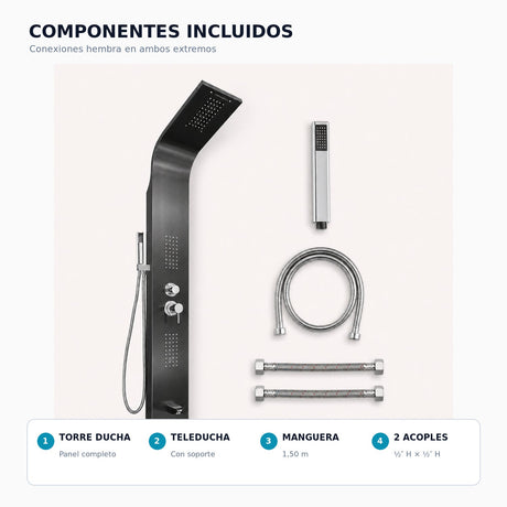 Componentes incluidos con dos acoples hembra en ambos extremos