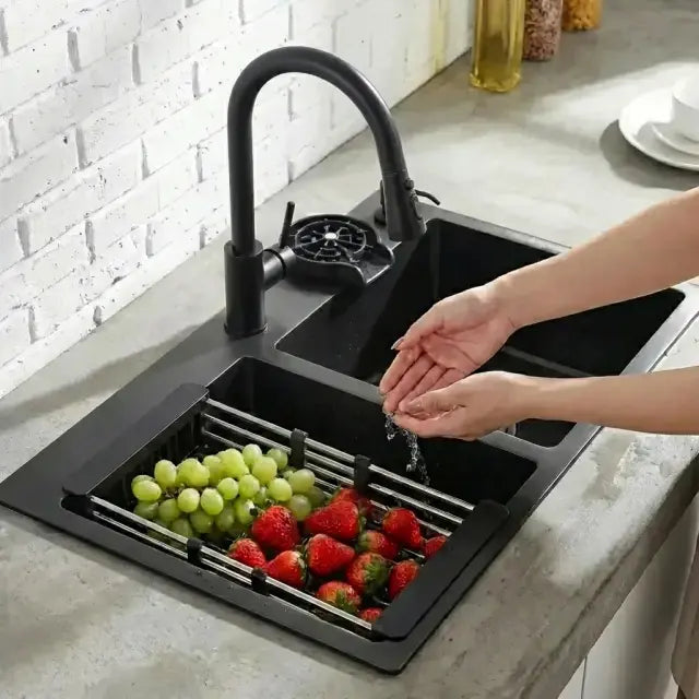 Lavaplatos Doble Acero Inoxidable Negro