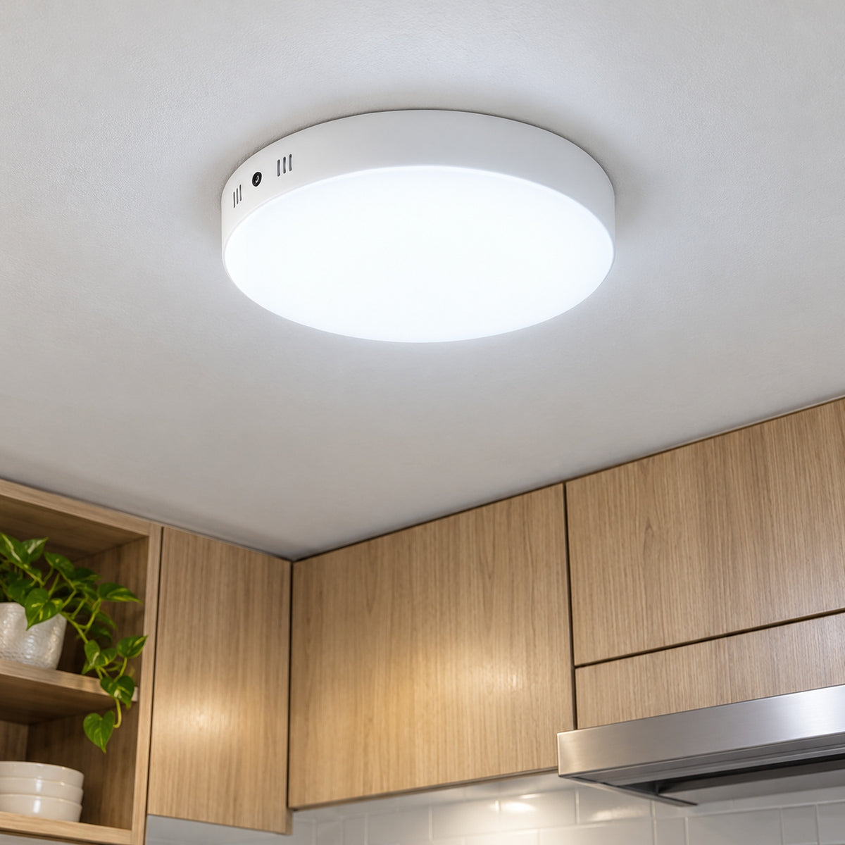 Panel LED Redondo Sin Borde De Sobreponer 36 W De 22 cm — uso y ambientación