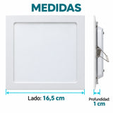 Panel LED Cuadrado Backlight 12 W De Empotrar De 16,5 cm — dimensiones del producto