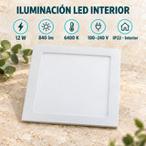Panel LED Cuadrado Backlight 12 W De Empotrar De 16,5 cm — características del producto