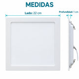 Panel LED Cuadrado Backlight 18 W De Empotrar De 22 cm — dimensiones del producto