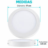 Panel LED Redondo Backlight 12 W De Sobreponer De 17 cm — dimensiones del producto