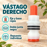 Vástago Derecho Para Grifería Con Eje Rojo Y Doble Junta — características