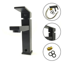 Grifo Monocontrol Baja Para Lavabo Cuadrado Negro Mate.