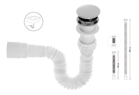 Desagüe Push Sifón Corrugado Lavamanos Universal Lujo X 6 Un