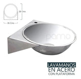 Lavamanos En Acero 38 X 36 Con Plataforma De Grifería,